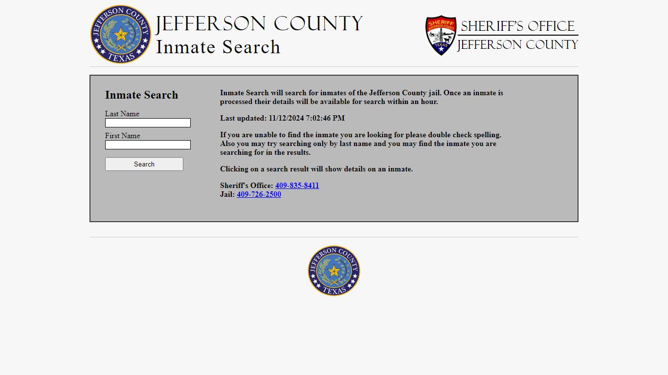 Jefferson County Inmate Search - Jefferson County, TX Inmate Search