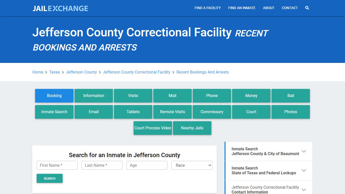 Jefferson County Correctional Facility TX Recent Arrests and Bookings